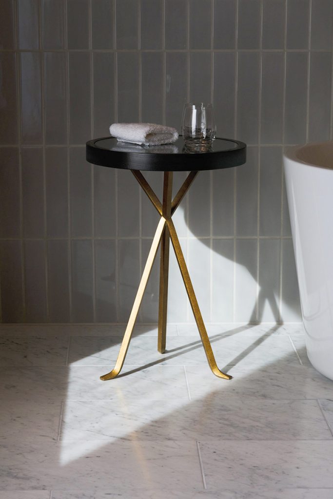 Furniture for hotel bathroom side-table legs in Double Stone Steel PVD ...