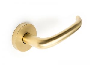 JDL 3V 144 Lever Handle in Double Stone Steel PVD colored stainless steel Champagne Brush.