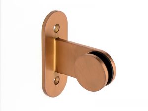 JDL BC Screw on Tee Glass Bracket 50mm in Double Stone Steel PVD colored stainless steel Copper Brush.