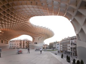 The detailed timber construction of the Metropol Parasol, Seville, Spain