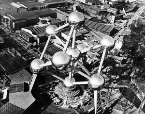 An aerial photograph of The Atomium 1958, Brussels