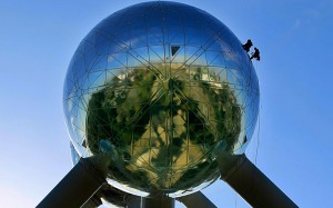 Close up of one of the Atomium’s spheres