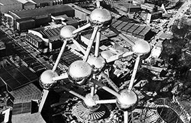 An aerial photograph of The Atomium 1958, Brussels