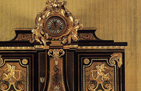 Wardrobe and clock by André-Charles BOULLE c. 1715 Veneered on oak with ebony and marquetry, Wallace Collection, London