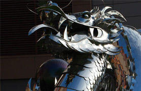 Head of Kevin Stone’s Chinese Imperial Water Dragon Stainless Steel sculpture