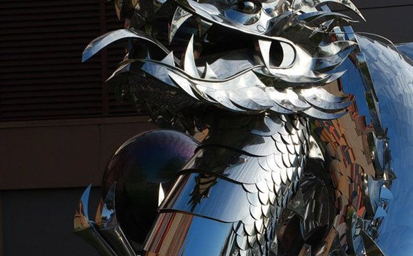 Head of Kevin Stone’s Chinese Imperial Water Dragon Stainless Steel sculpture