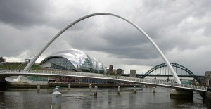 Gateshead Millenium Bridge in steel. Designed by Wilkinson Eyre architects and Gifford Engineers