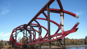 The Peace Bridge under construction