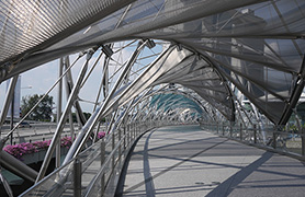A pedestrian’s view of The Helix Bridge, photograph from The International Molybdenum Association and by Nicole Kinsman