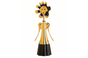 Anna Etoile Corkscrew (G1). Zamak, gold- plated. Gold, diamond, topaz and coral additions. Limited edition of 9 numbered copies. Manufactured by Alessi. Designed by Alessandro Mendini. Designed in 2010. Retails at $58,000