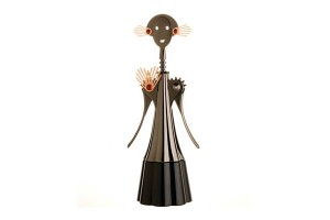 Anna Etoile Corkscrew (G5). Corkscrew in zamak with PVD coating, black. Golden plated silver and enamel decorations. Limited edition of 99 numbered copies. Manufactured by Alessi. Designed in 2010 by Alessandro Mendini. Retails at $3900