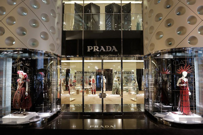 Prada, achieving a stand-out with white-coated aluminium cladding | Double Stone Steel