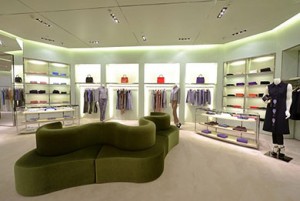 Typical, restrained and sophisticated interior to Prada, Shanghai.