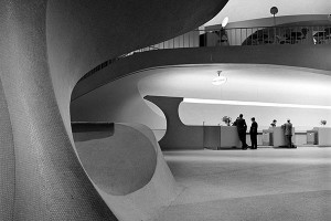 Inside the TWA terminal designed by Eero Saarinen, opened 1962
