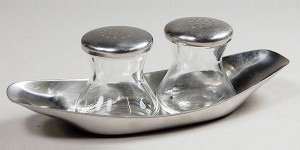 Wilhelm Wagenfeld’s Max & Moritz diabolo-shaped salt and pepper shakers for WMF