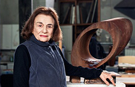 Beverly Pepper with one of her sculptures in her studio near the town of Todi in Italy Photo by Jonathan Frantini