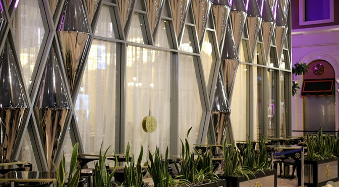 Polished aluminium cone façade, Roberto Cavalli Caffé, The Avenues, Kuwait