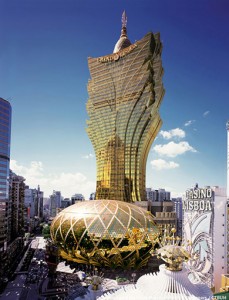 The tower and casino at the base of the Grand Lisboa. By architects Dennis Lau and Ng Chun Man
