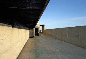 View within the Swimming pool by Alvaro Siza, Leça da Palmeira, Portugal.