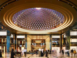 The colored stainless steel dome, The Prestige Mall, The Avenues, Kuwait. PVD stainless steel by Double Stone Steel.