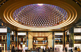 The colored stainless steel dome, The Prestige Mall, The Avenues, Kuwait. PVD stainless steel by Double Stone Steel.