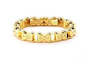 Stainless steel Gold PVD bicycle chain bracelet from Istana