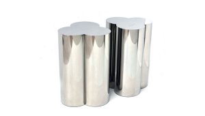 A charming pair of Curtis Jere Trefoil Chrome Cocktail tables that can also be used as coffee table bases in Chrome.