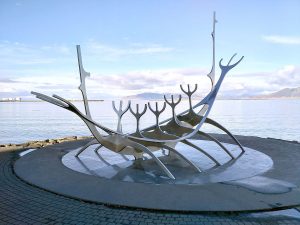 The Sun Voyager sculpture in Reykjavik by Jón Gunnar Árnason. Photograph by Jo Dusepo.