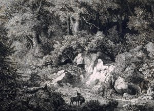 Johann Wilhelm Schirmer’s Aus dem Park Chigi, 19th century. Acid etched on copper.