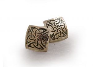 Celtic design acid-etched on silver cufflinks by Eileen Moylan