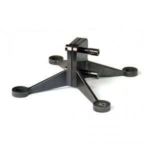 Stainless steel spider bracket shown in PVD coating Black is Black.