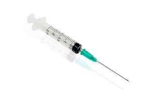 Light 2.5ml Syringe With 21G Hypodermic Needle by RayMed. The hollow needle used is made from stainless steel and produced through an industrial process known as tube drawing.