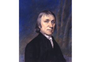 Portrait of British scientist Joseph Priestley by Ellen Sharples (1769-1849). He is largely credited as the discoverer of oxygen having isolated the gas in 1774.