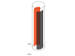 PVD machine chamber size for coloring long profiles in stainless steel