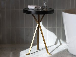 Side-table legs in Double Stone Steel PVD colored stainless steel Champagne Brush.