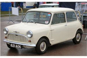 One of the first Minis from 1959 with 10 inch wheels, Mark I & II grille and door hinges. This is the same car Issigonis was photographed with outside the Austin, Longbridge plant.