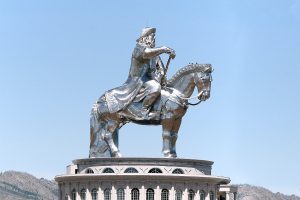 The Genghis Khan memorial complex in Mongolia. The 250-ton, 40m high, stainless steel monument stands on top of a museum and is the largest, equestrian statue in the world.