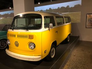 The yellow VW Camper van used in the 2006 film Little Miss Sunshine exhibited at The Petersen Automotive Museum, Los Angeles, California. Image from Film Oblivion.