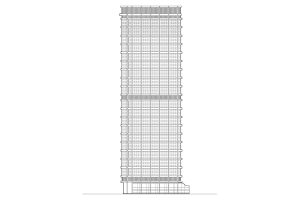 Elevation of the U.S Steel Tower. The US Steel building is 841 ft high (256,3 m) with 64 storeys above ground making it the tallest skyscraper in Pittsburgh. It contains over 44,000 U.S. tons of structural steel and almost an acre of office space per floor.